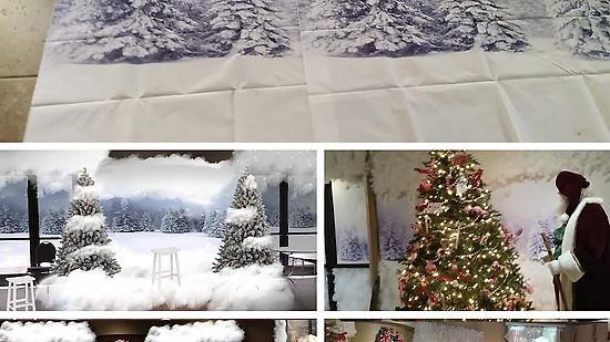 Snowy Backdrop and Santa Scene